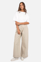 BEYLA Wide Leg Hose high waist wide-leg canvas cotton trousers with side and back pockets in relaxed fit