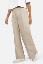 BEYLA Wide Leg Hose high waist canvas cotton wide-leg pants with side and back pockets and cuffed hems