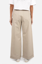 BEYLA Wide Leg Hose high waist wide-leg canvas cotton pants with pockets and cuffed hem in relaxed fit