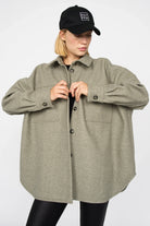 Damen BJORA Overshirt aus festem Wollmix mit Brusttaschen und oversized Passform