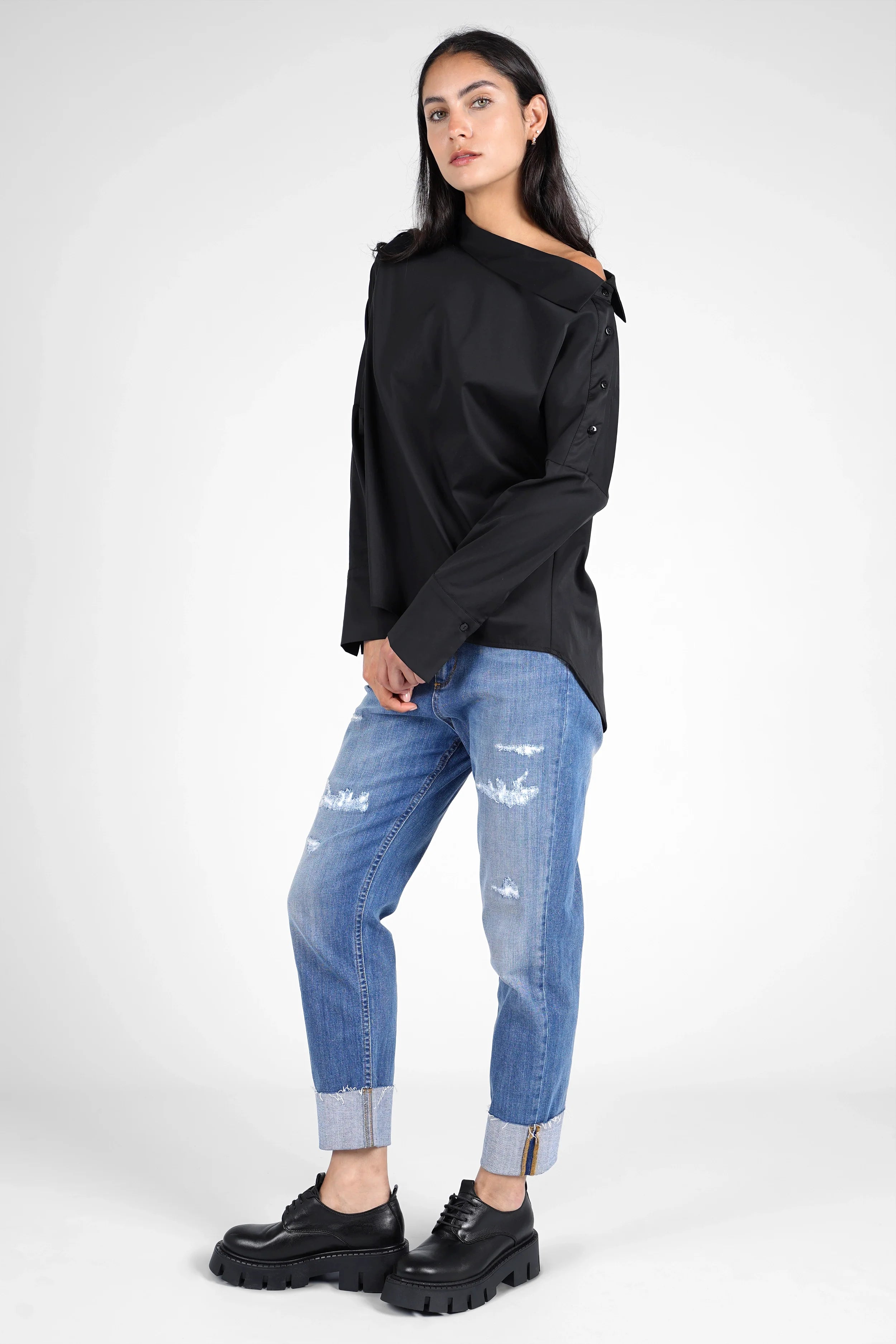 BONI asymmetrische one-shoulder blouse