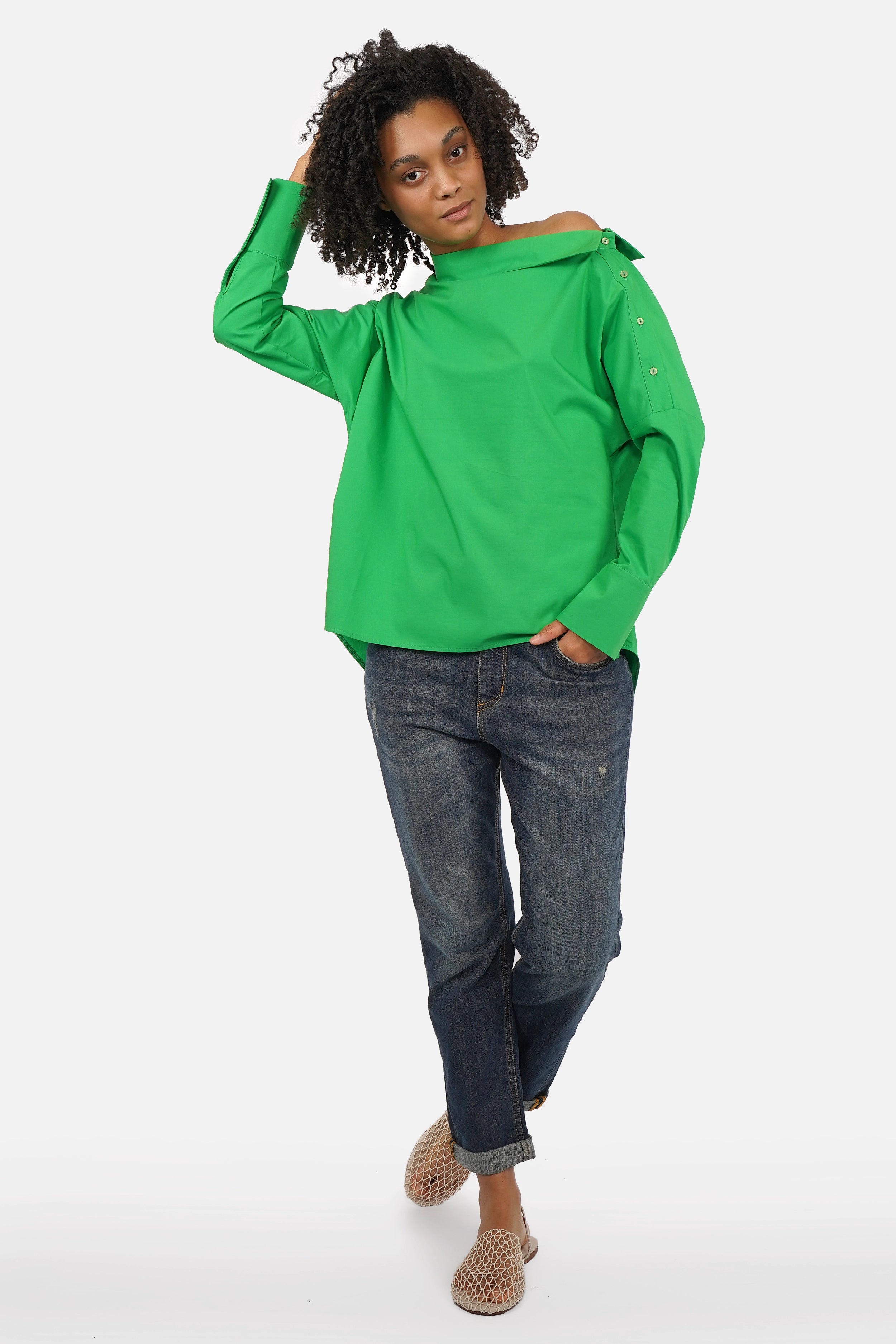 BONI Asymmetrische One Shoulder Bluse