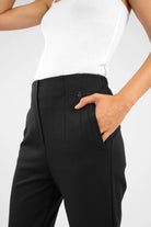 Black CEELIA Zigarettenhose cigarette pants with slim fit and side pockets worn with white top