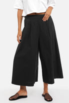 DAEUN Hosenrock wide-leg cropped pants with elastic back waistband and relaxed fit in soft poplin fabric