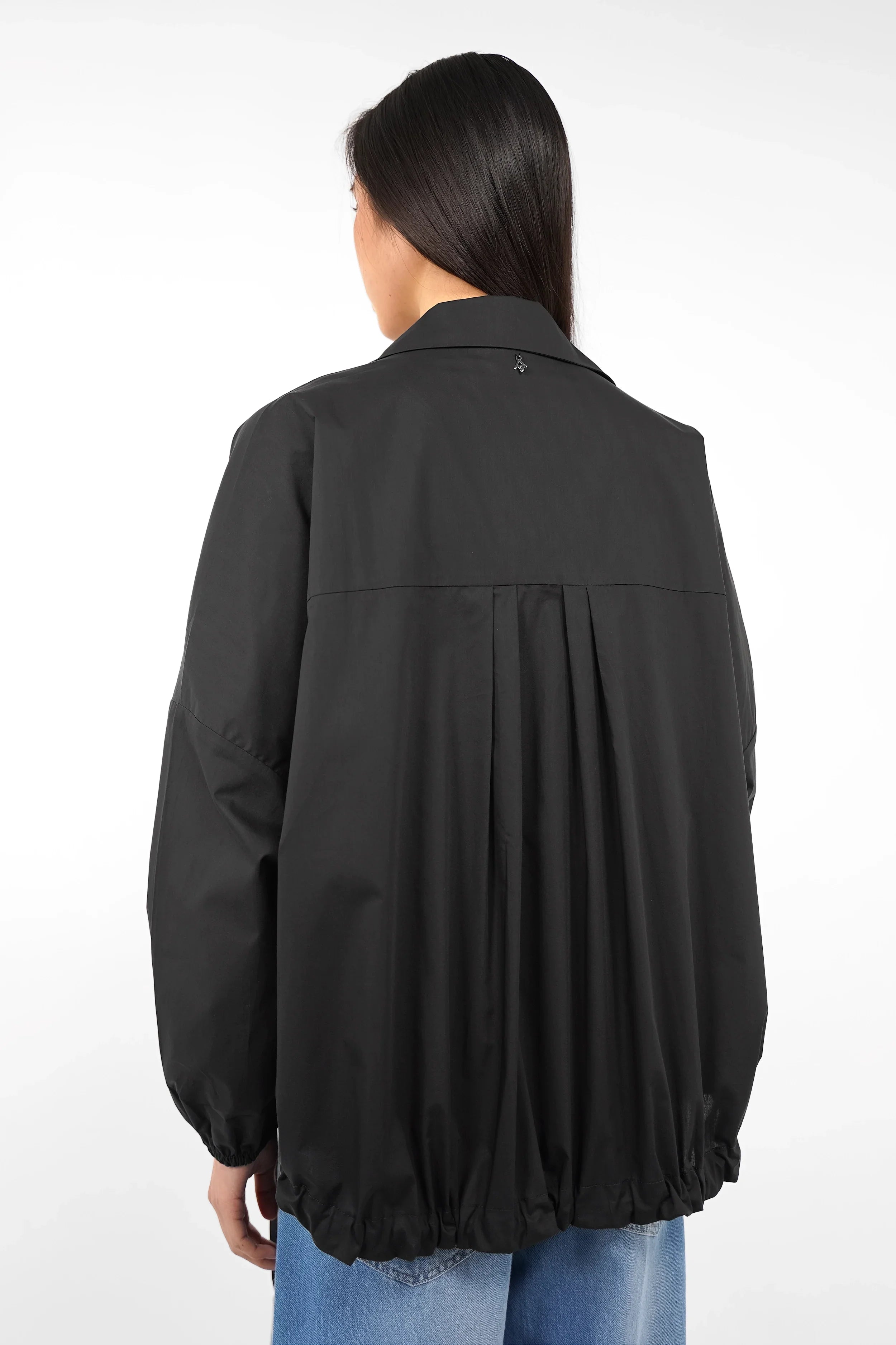 Lockere Hemdjacke aus leichtem Baumwollstoff mit Oversized Fit und verdeckter Knopfleiste