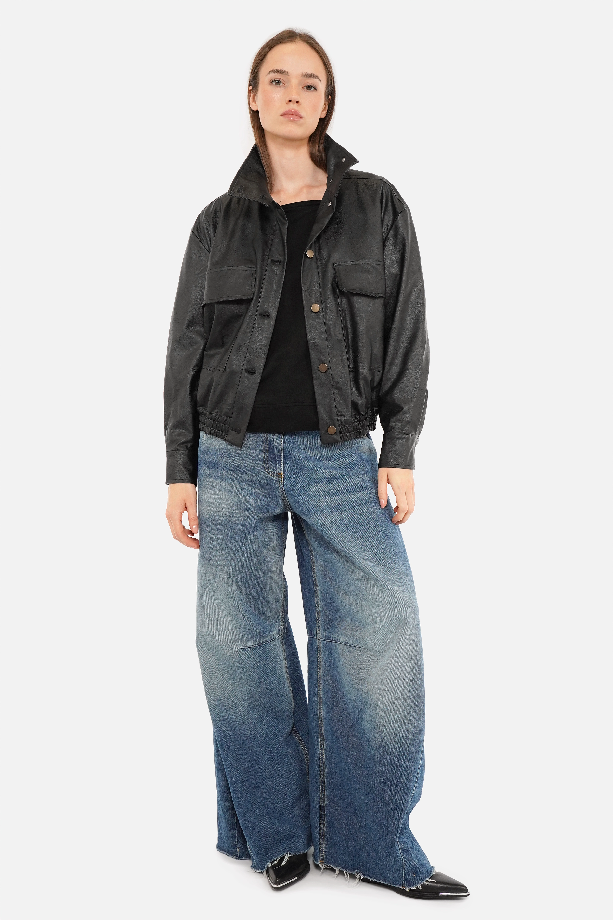 SOOAE eco-leather shirt jacket