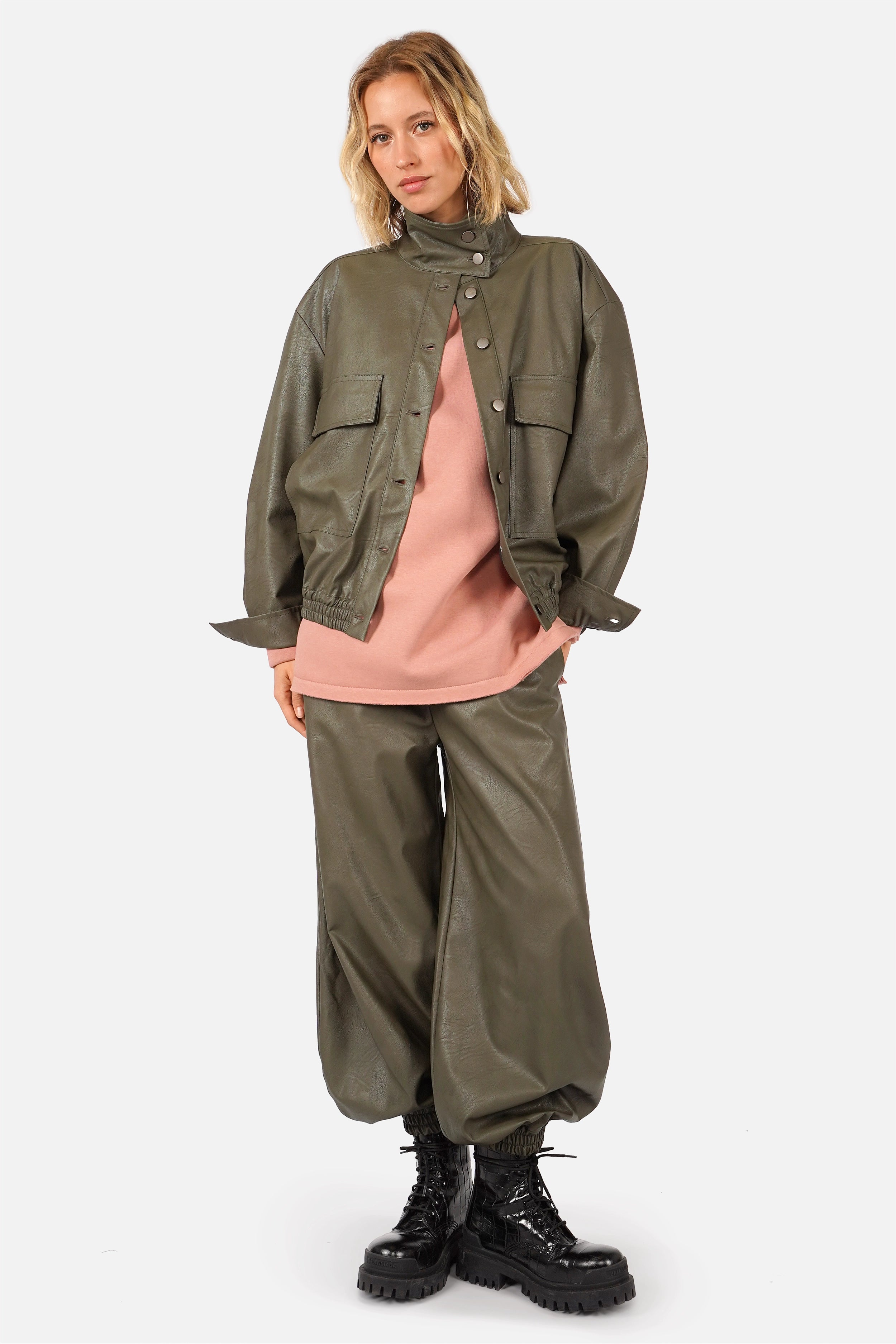 GALISA harem trousers in leather look