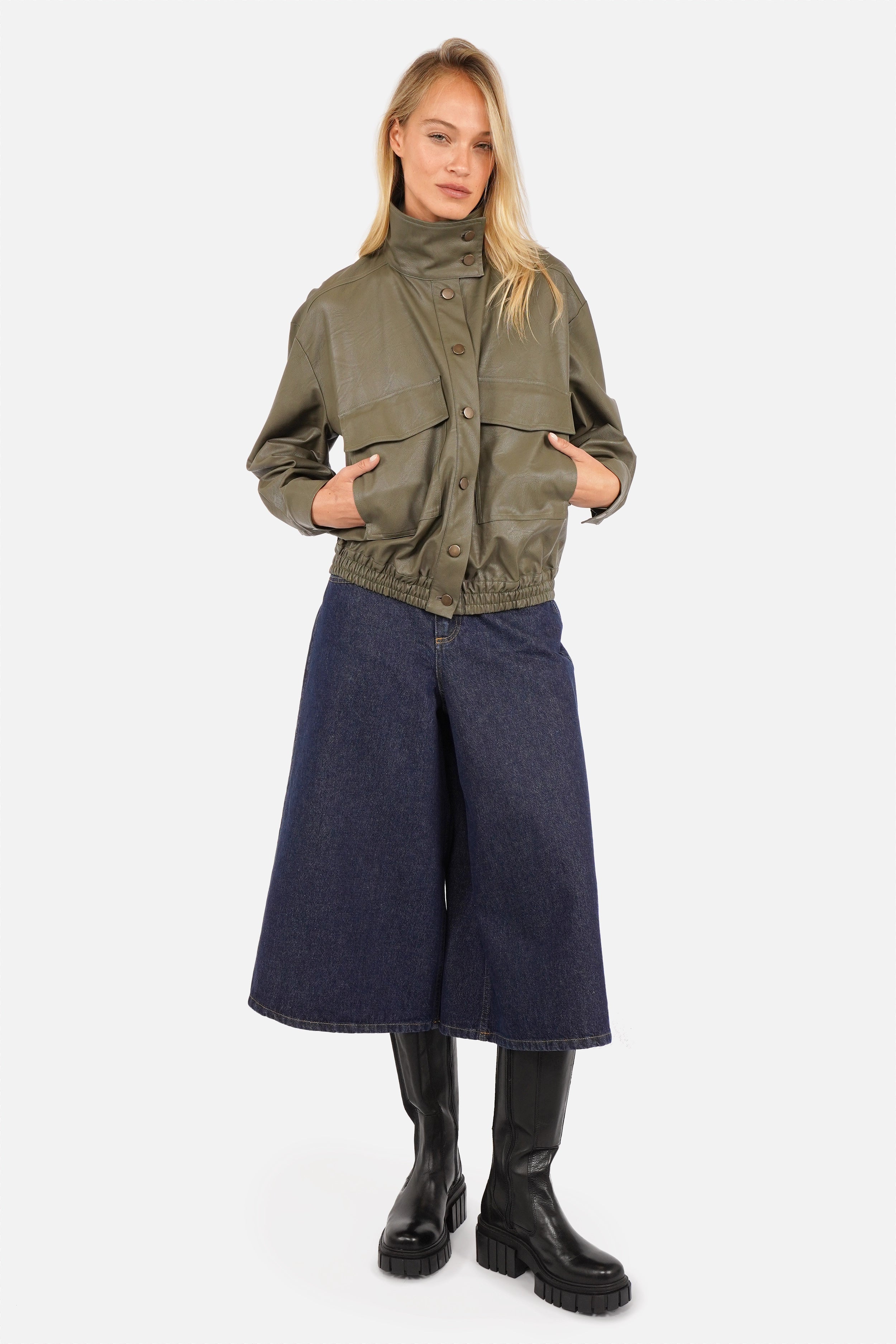 SOOAE eco-leather shirt jacket