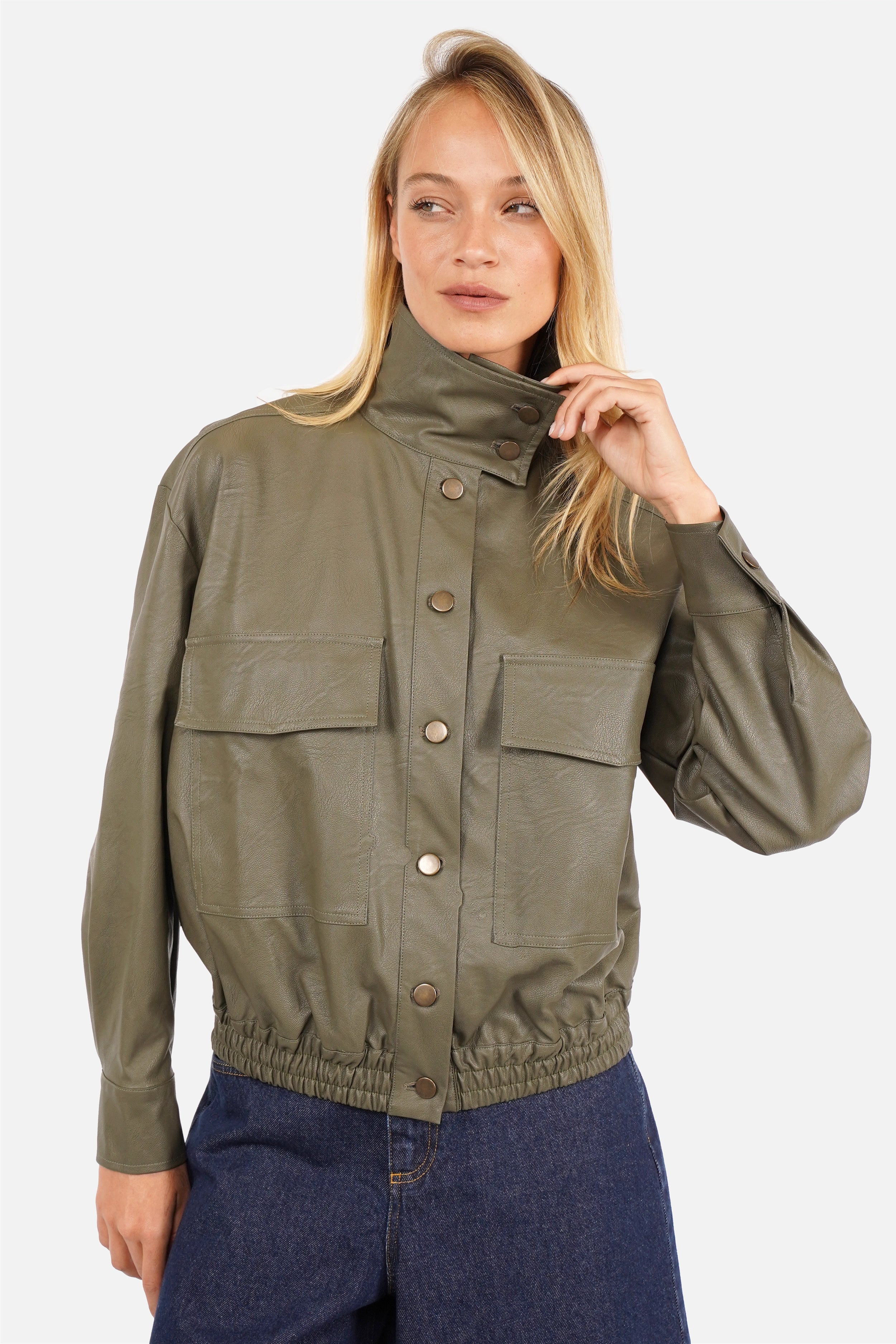 SOOAE eco-leather shirt jacket
