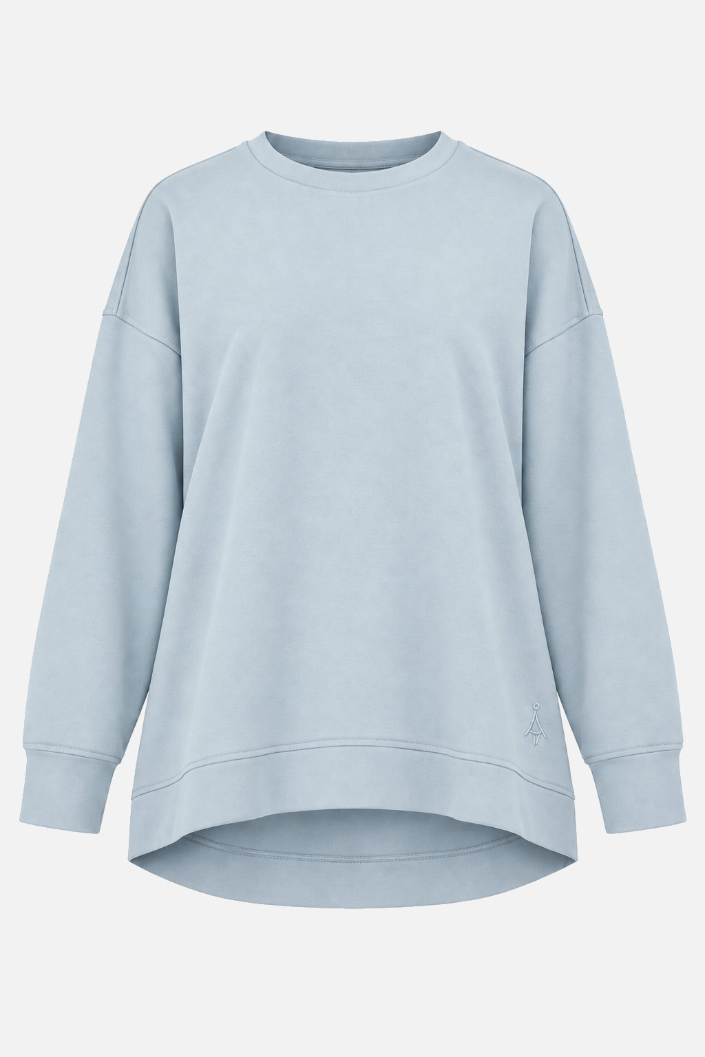 EIREL Relaxed Sweater in Dusty Blue, freigestellte Vorderansicht