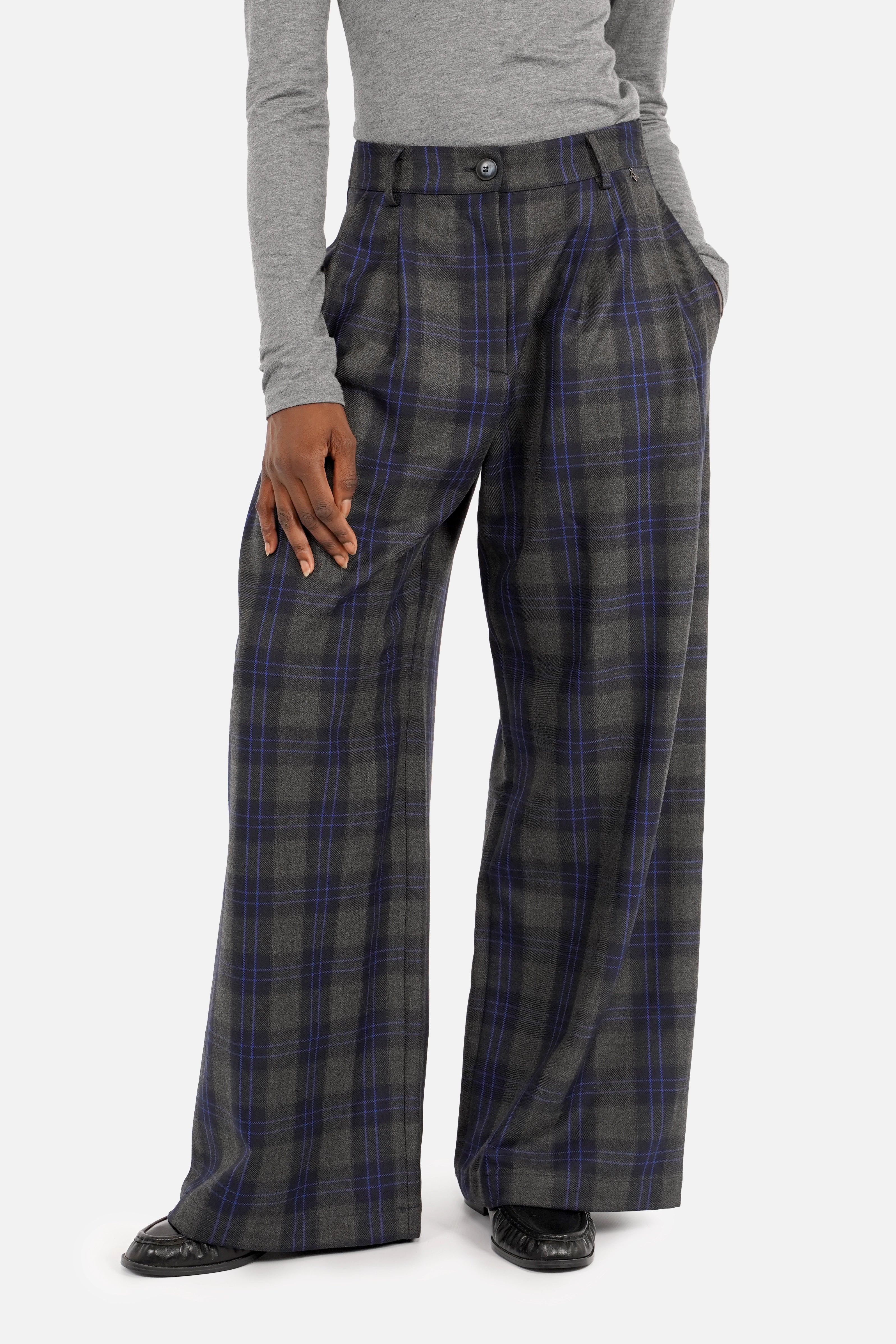 ELEE Wide Leg Hose mit Karomuster