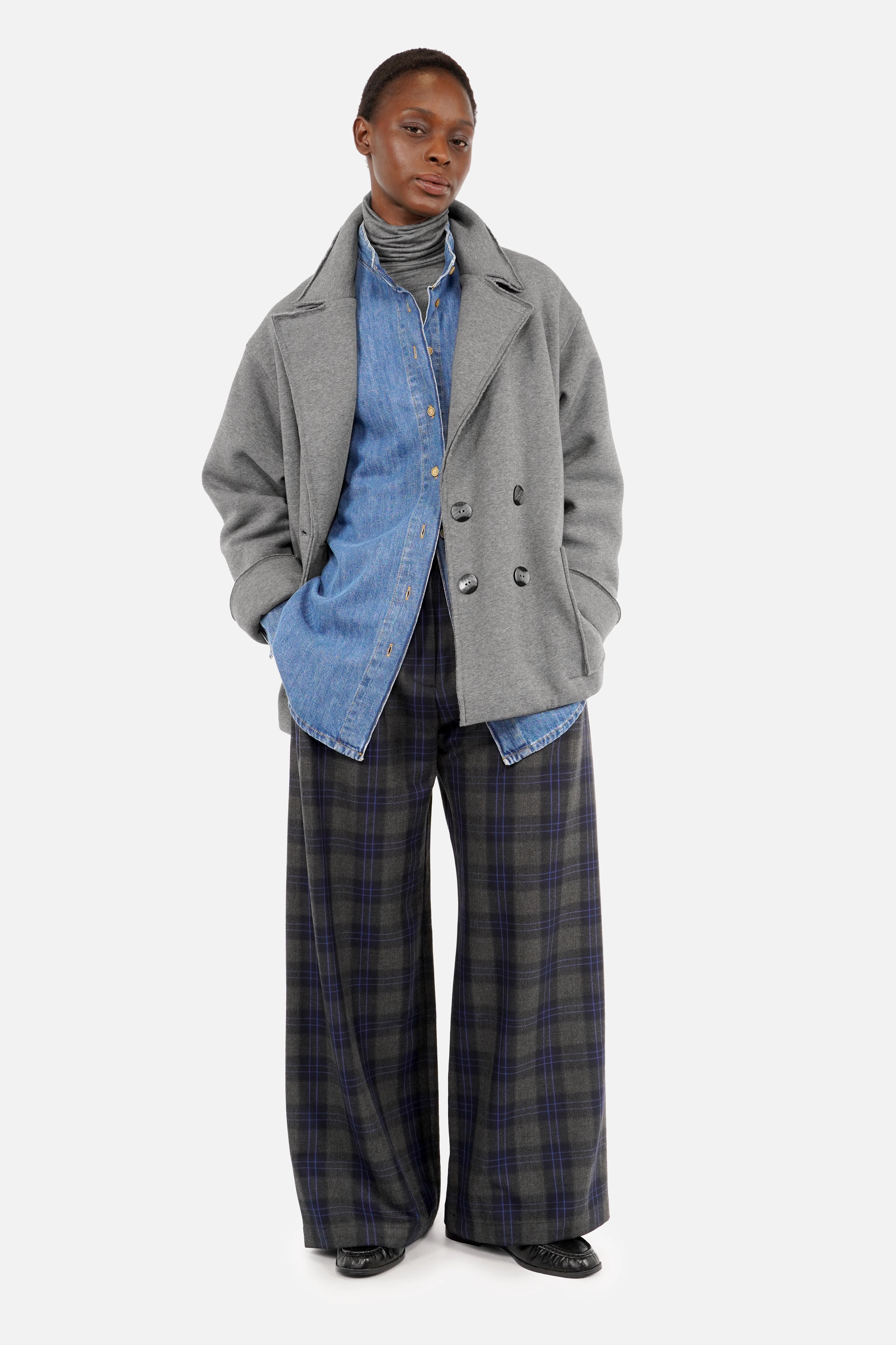 ELEE Wide Leg Hose mit Karomuster