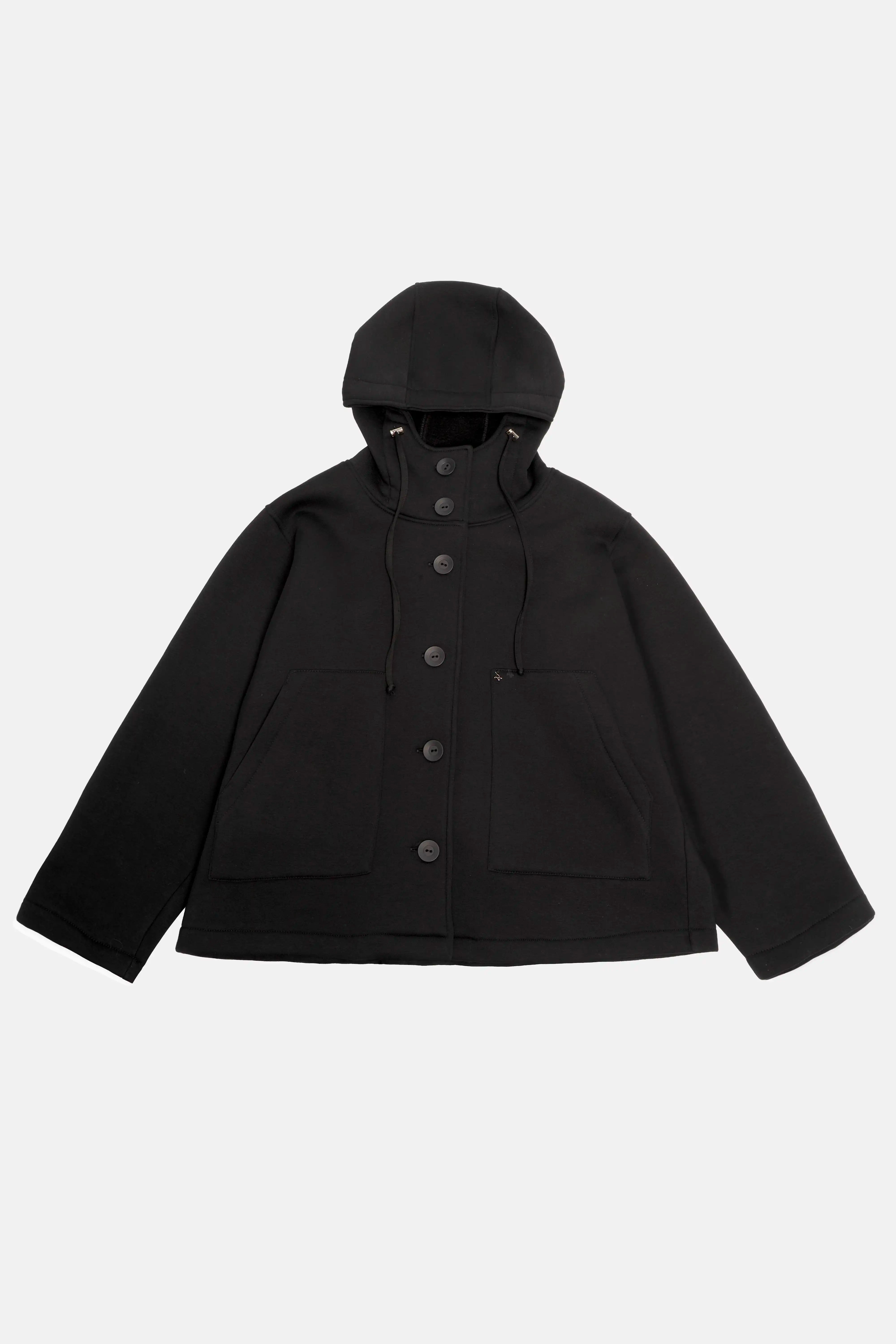 schwarze ELFA Sweatjacke mit Kapuze und Kängurutaschen aus weichem Jersey mit Relaxed Fit