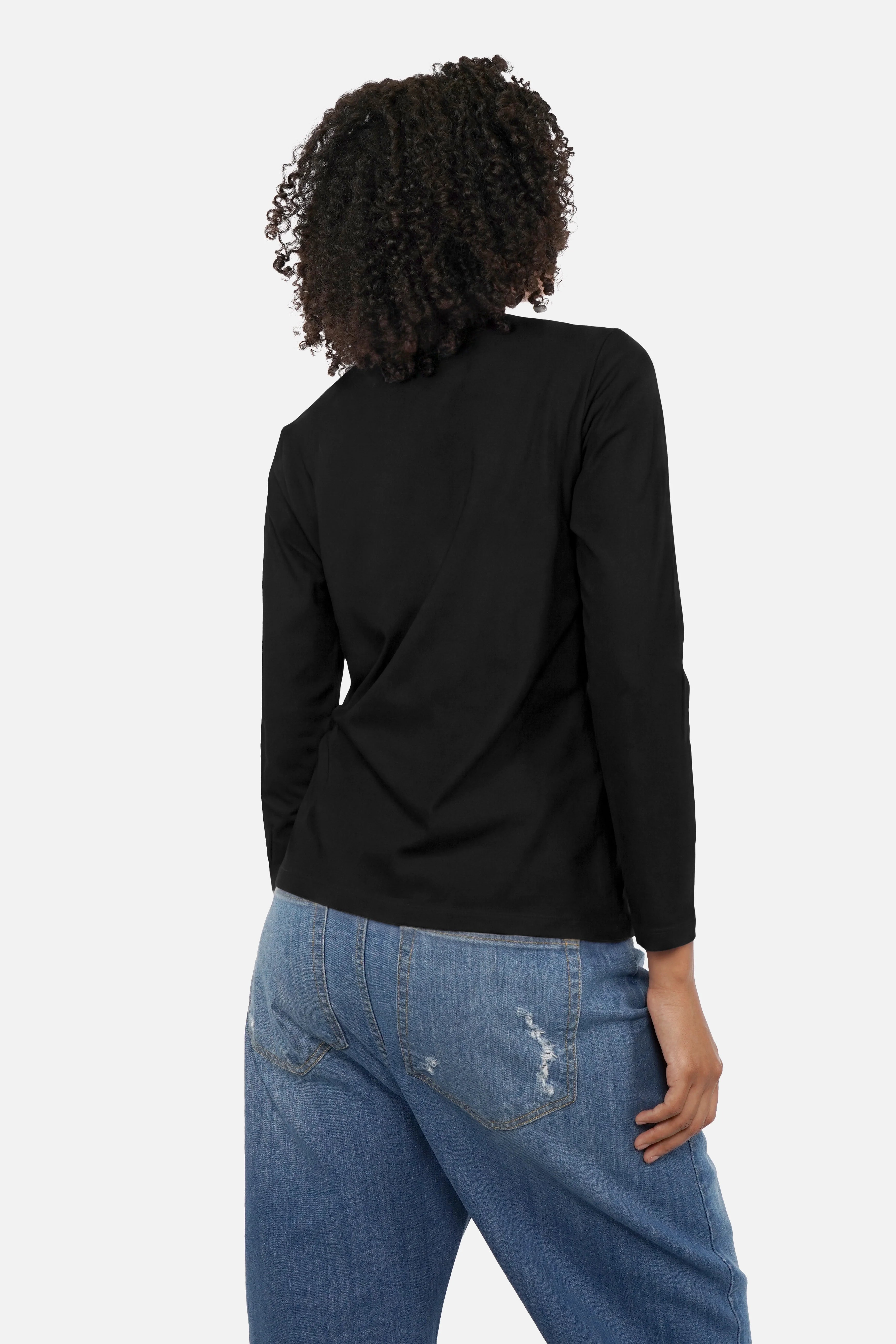 ELIN Longsleeve aus weichem Baumwolljersey mit Rundhalsausschnitt und Regular Fit in Größe S