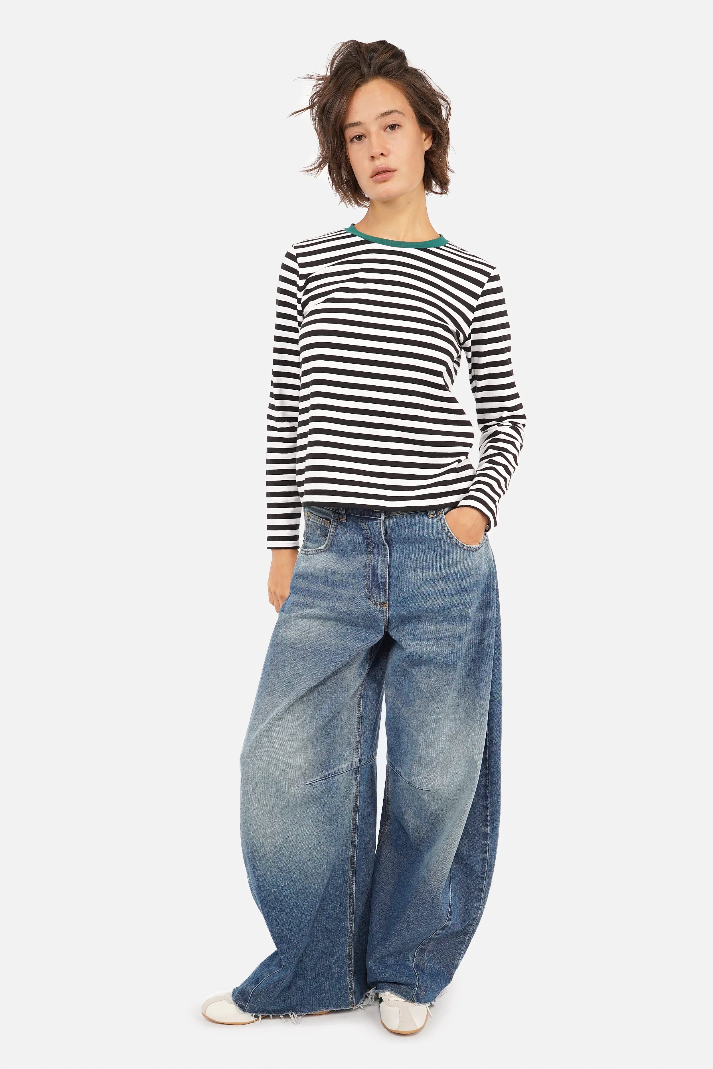 ELIN Longsleeve gestreift aus weichem Baumwolljersey mit Rundhalsausschnitt und Regular Fit