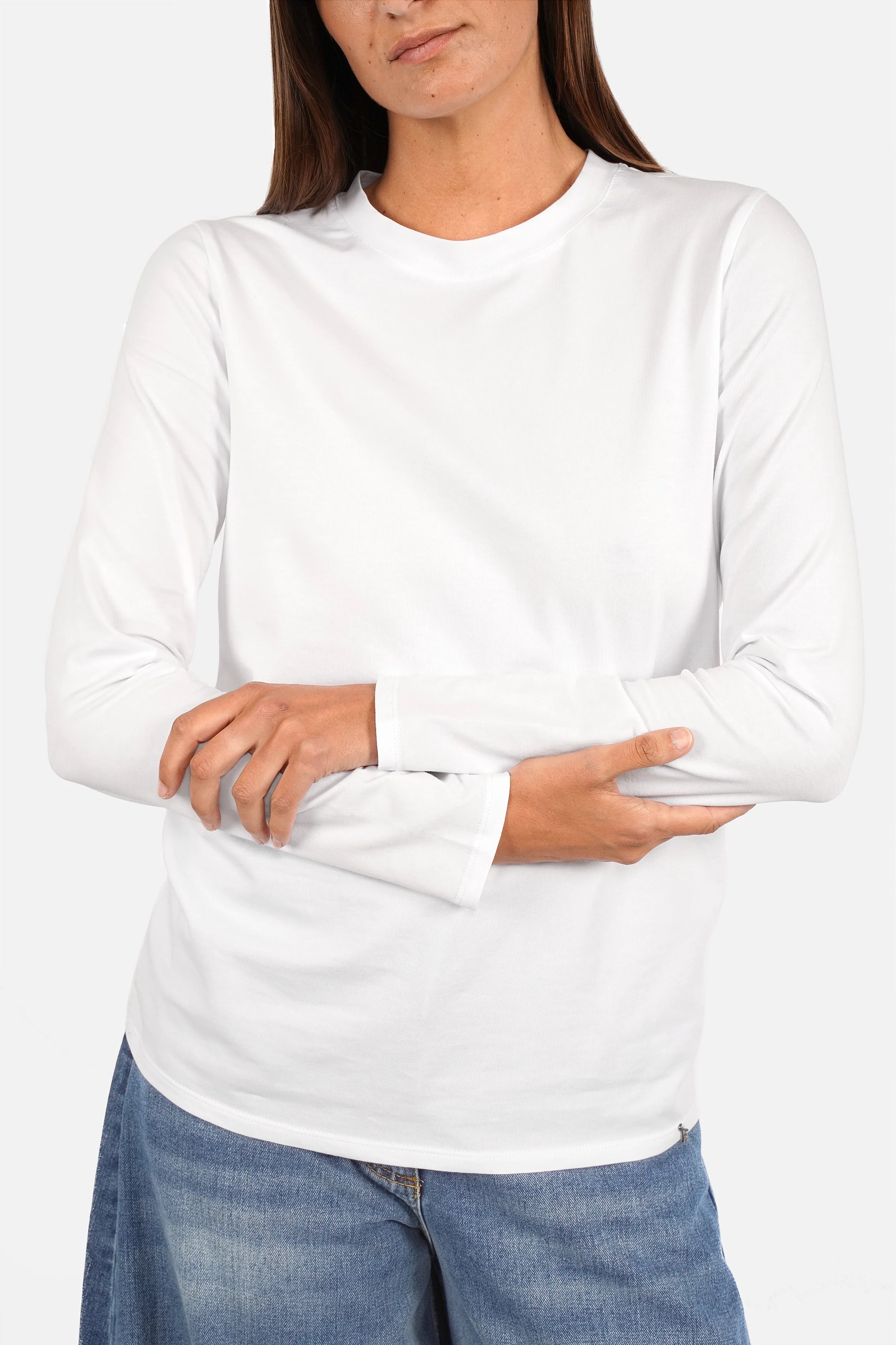 ELIN Longsleeve aus weichem Baumwolljersey mit Rundhalsausschnitt und Regular Fit