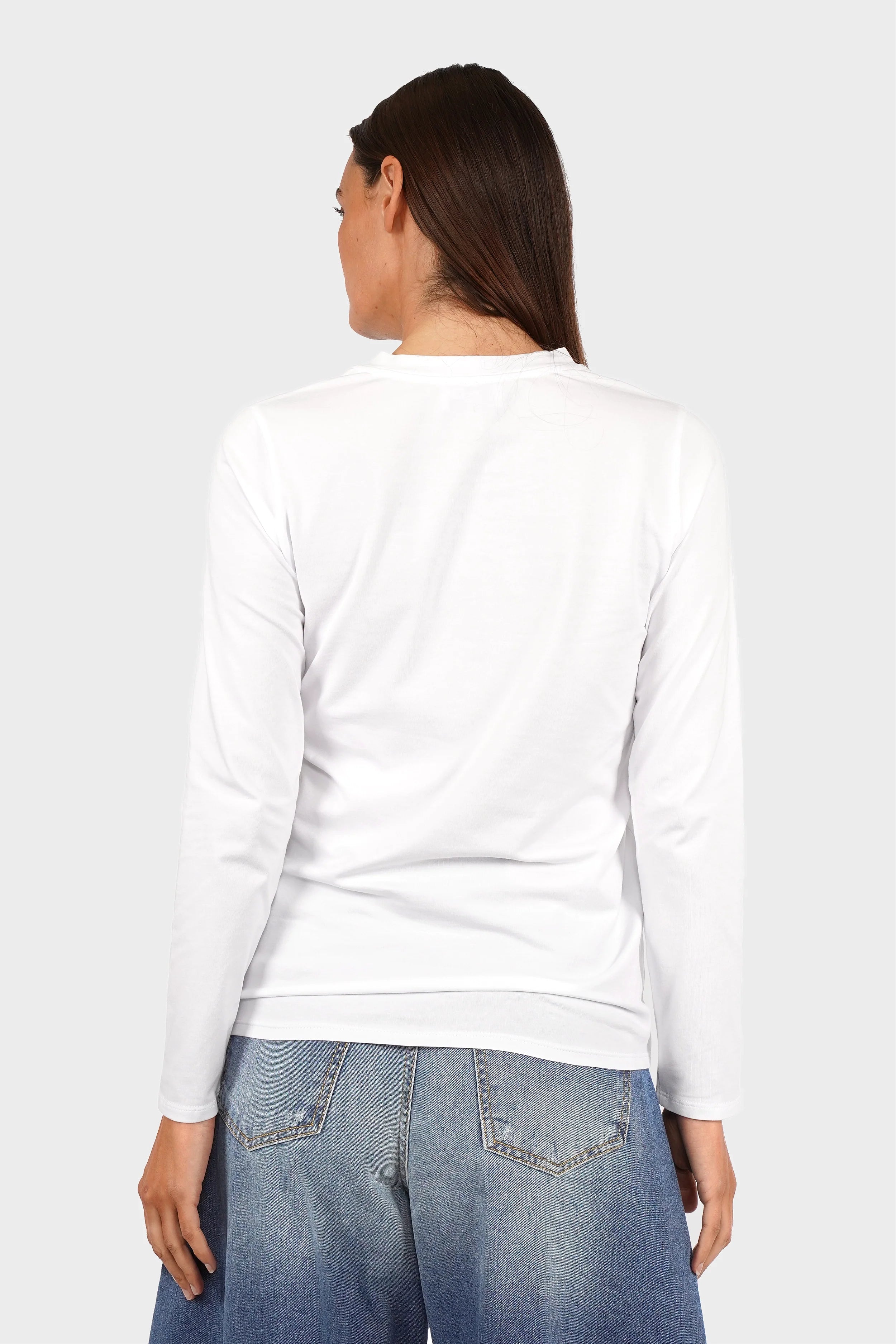 ELIN Longsleeve aus weichem Baumwolljersey mit Rundhalsausschnitt und Regular Fit in Größe S