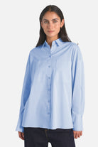 LEA.K Loose Fit Bluse aus Baumwollpopeline mit Hemdkragen und Brusttaschen