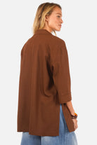 ELODIA Oversized Blazer aus leichtem Leinen-Mix mit Reverskragen und Doppelreiher Knopfverschluss