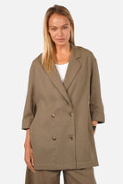 ELODIA Oversized Blazer aus leichtem Leinenmix mit Reverskragen und Doppelreiherverschluss