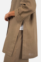 ELODIA Oversized Blazer aus leichtem Leinenmix mit Reverskragen und Doppelreiher Knopfverschluss