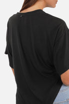 ERLY Longline T-Shirt in soft viscose jersey with round neckline and draped front detail
