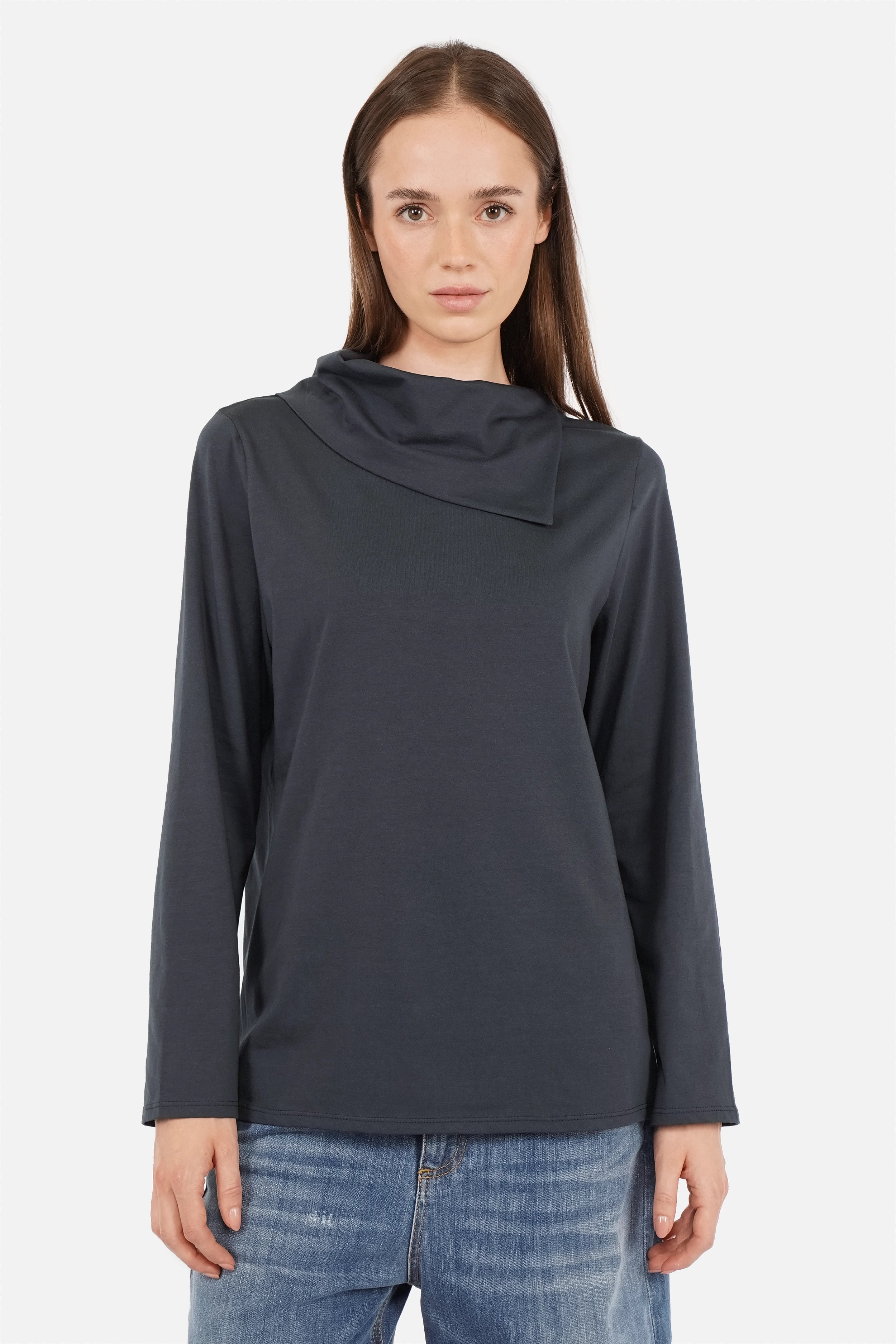 FARAMI Longsleeve mit asymmetrischem Kragen
