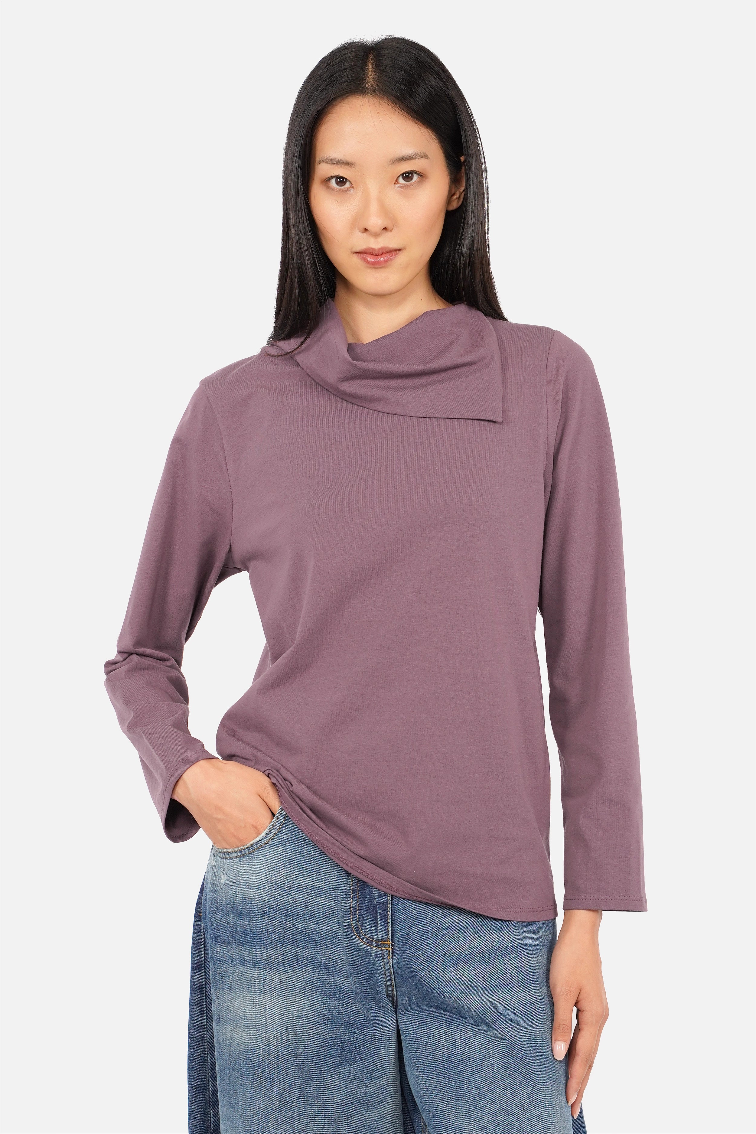 FARAMI Longsleeve mit asymmetrischem Kragen