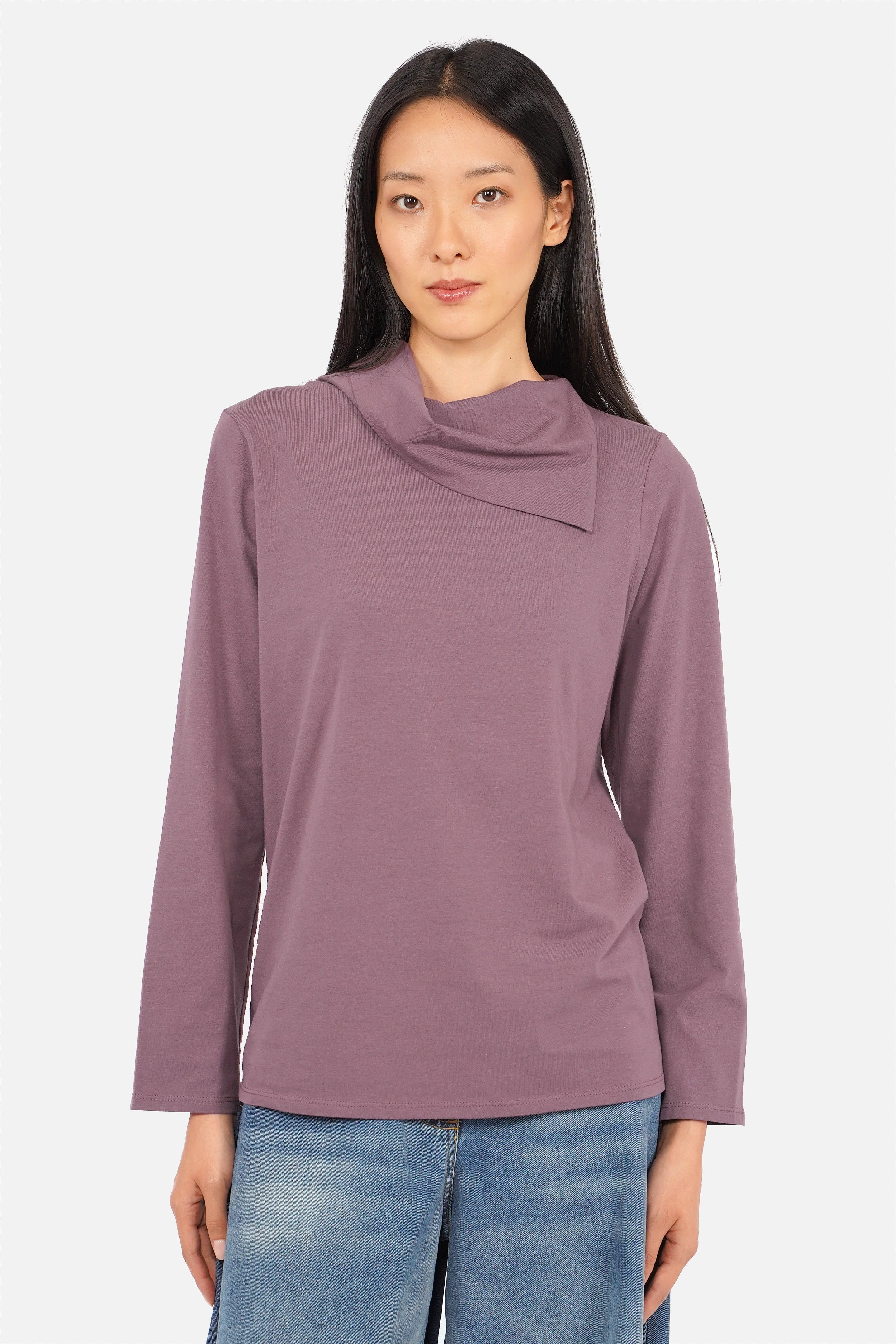 FARAMI Longsleeve mit asymmetrischem Kragen