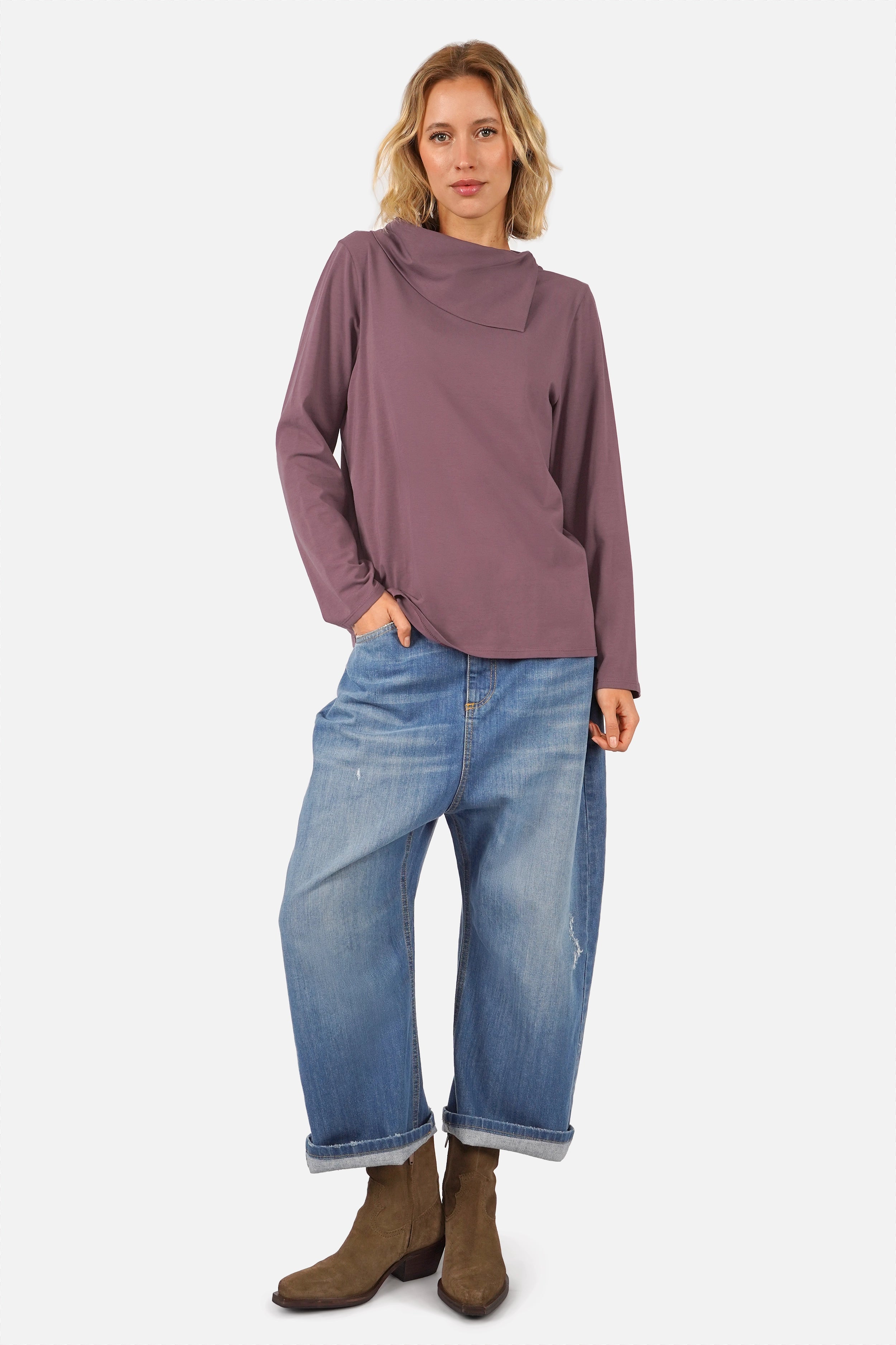 FARAMI T-shirt manches longues à col asymétrique