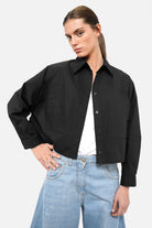 FELIDI Hemdjacke leichte Baumwoll-Hemdjacke mit Knopfleiste und Patch-Taschen, relaxed fit, cropped Design