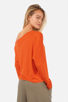 FRYA One Shoulder long sleeve blouse with asymmetrical neckline and flowing viscose fabric