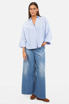 GADY Hemdbluse aus weich fließendem Material mit V-Ausschnitt und Hemdkragen