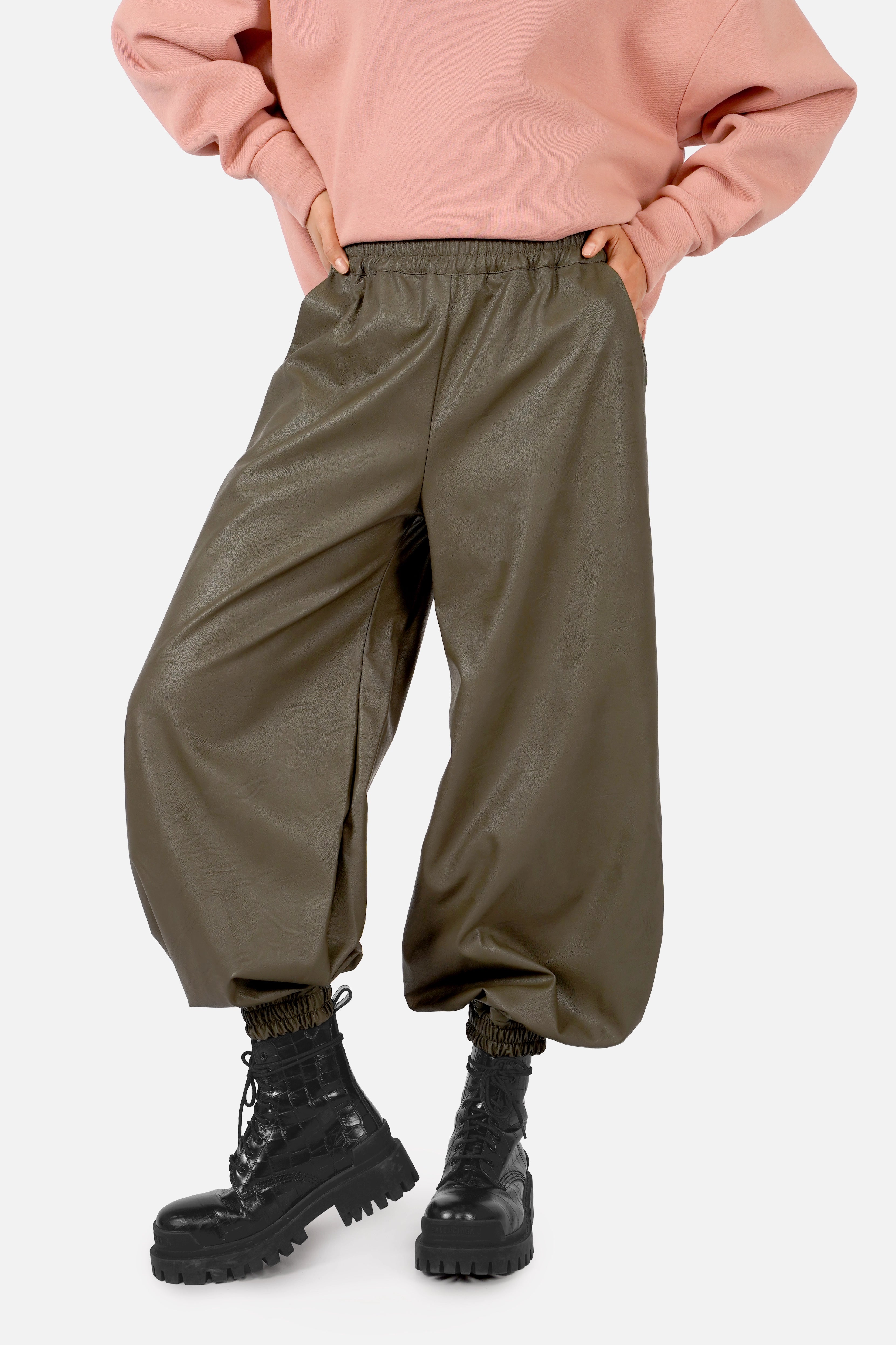 GALISA harem trousers in leather look