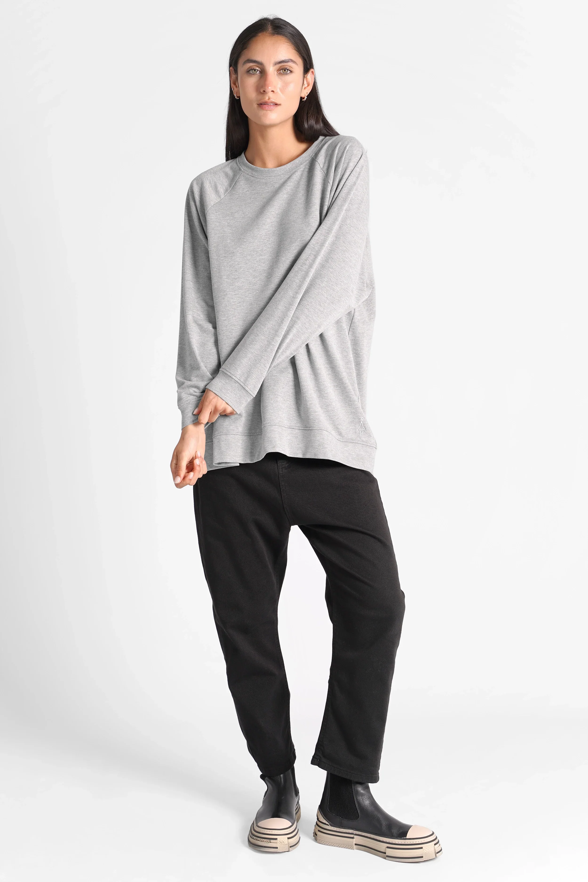 Grauer GRACEY.K Sweater mit A-Linie, Oversize Passform und Raglanärmeln, lässig und bequem