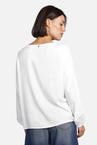 Locker geschnittene GRETA.K Bluse aus weicher Twill Viskose mit Rundhalsausschnitt und langen Ärmeln