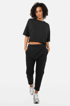 HANNA.K Tapered Sweathose locker geschnitten mit elastischem Bund und schmal zulaufendem Bein