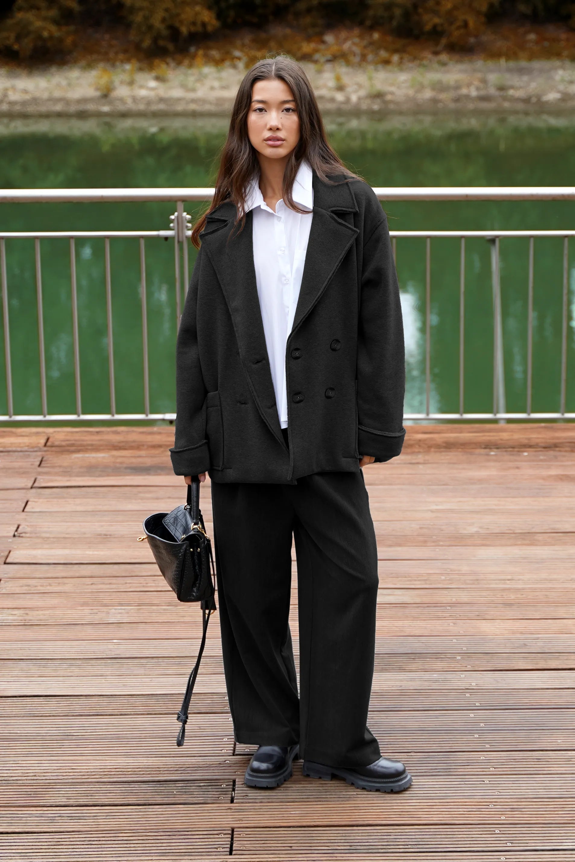 HELIEE oversized sweat short coat