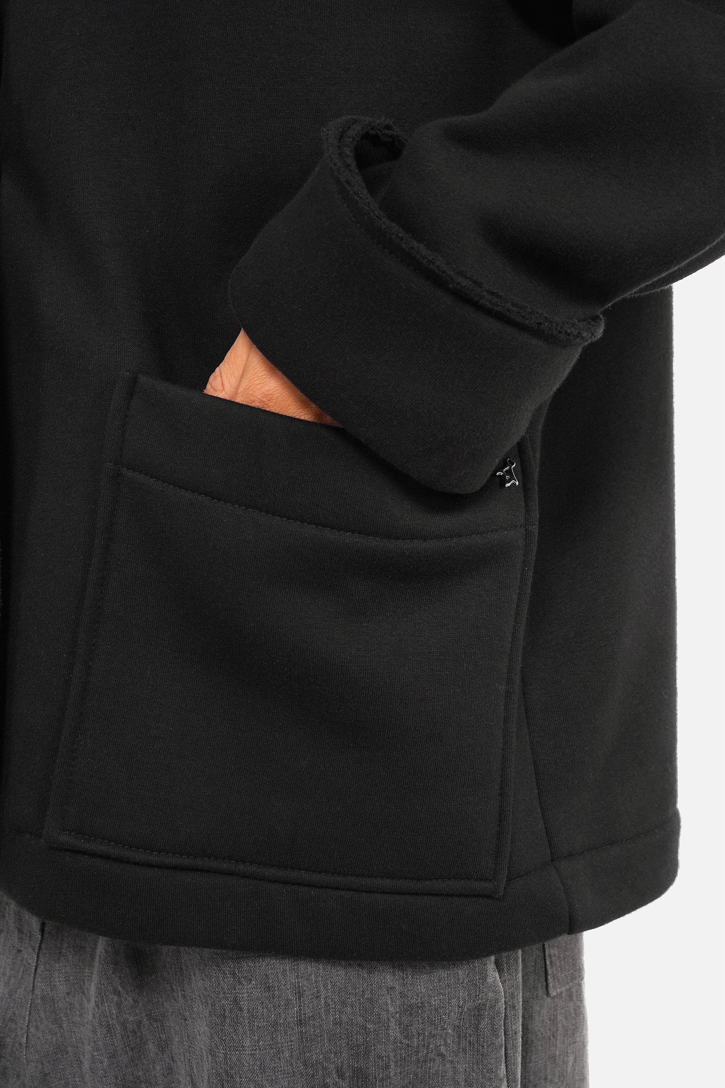 Oversized Sweat-Kurzmantel HELIEE mit Reverskragen und doppelreihiger Knopfleiste aus weichem Jersey