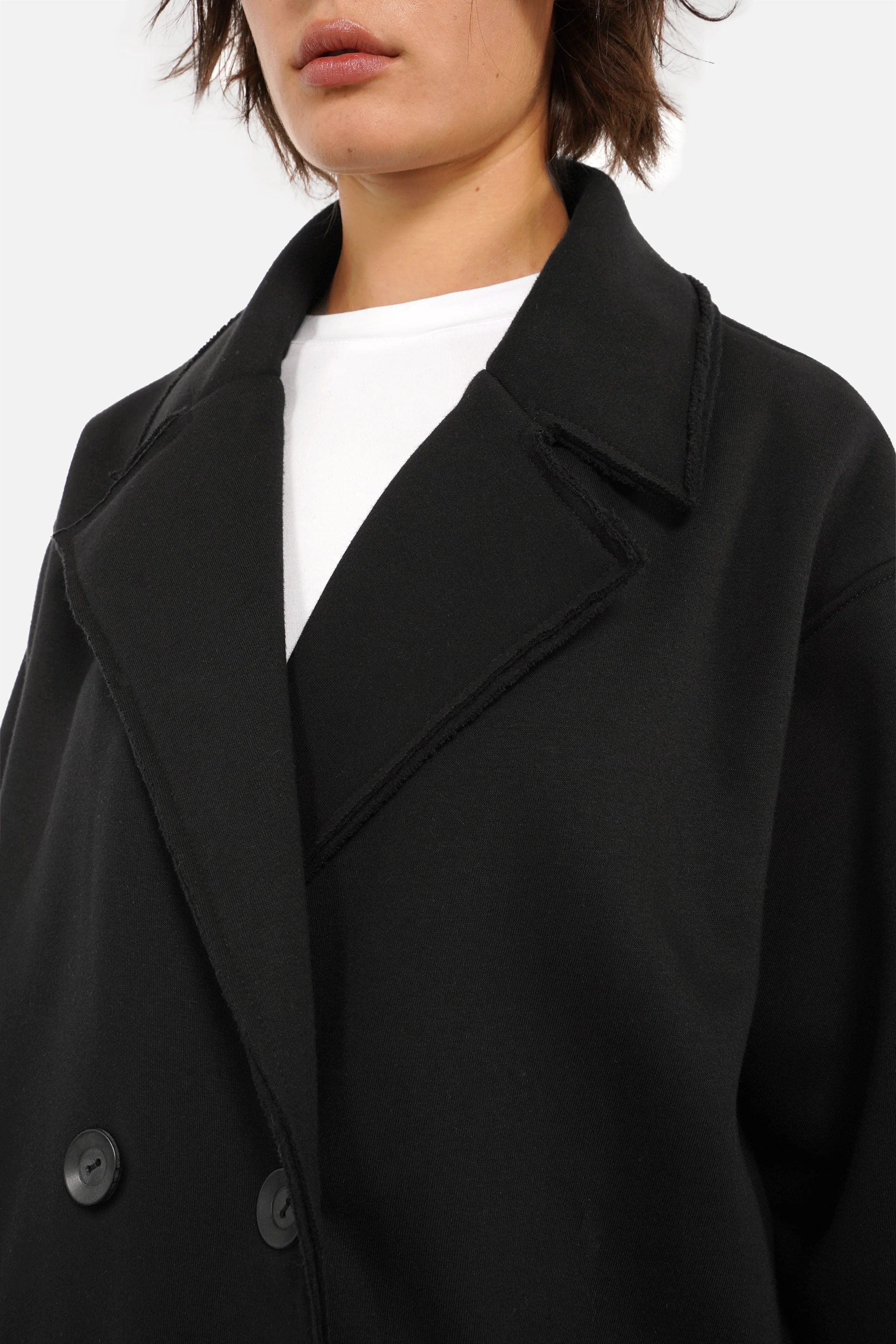 Oversized Sweat-Kurzmantel im Caban-Stil mit Reverskragen und großen Taschen aus weichem Jersey