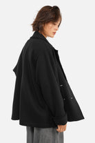 Oversized Sweat-Kurzmantel im Caban-Stil mit Reverskragen und großen Taschen