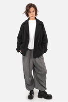Oversized Sweat-Kurzmantel HELIEE mit Reverskragen und doppellagiger Knopfleiste aus weichem Jersey