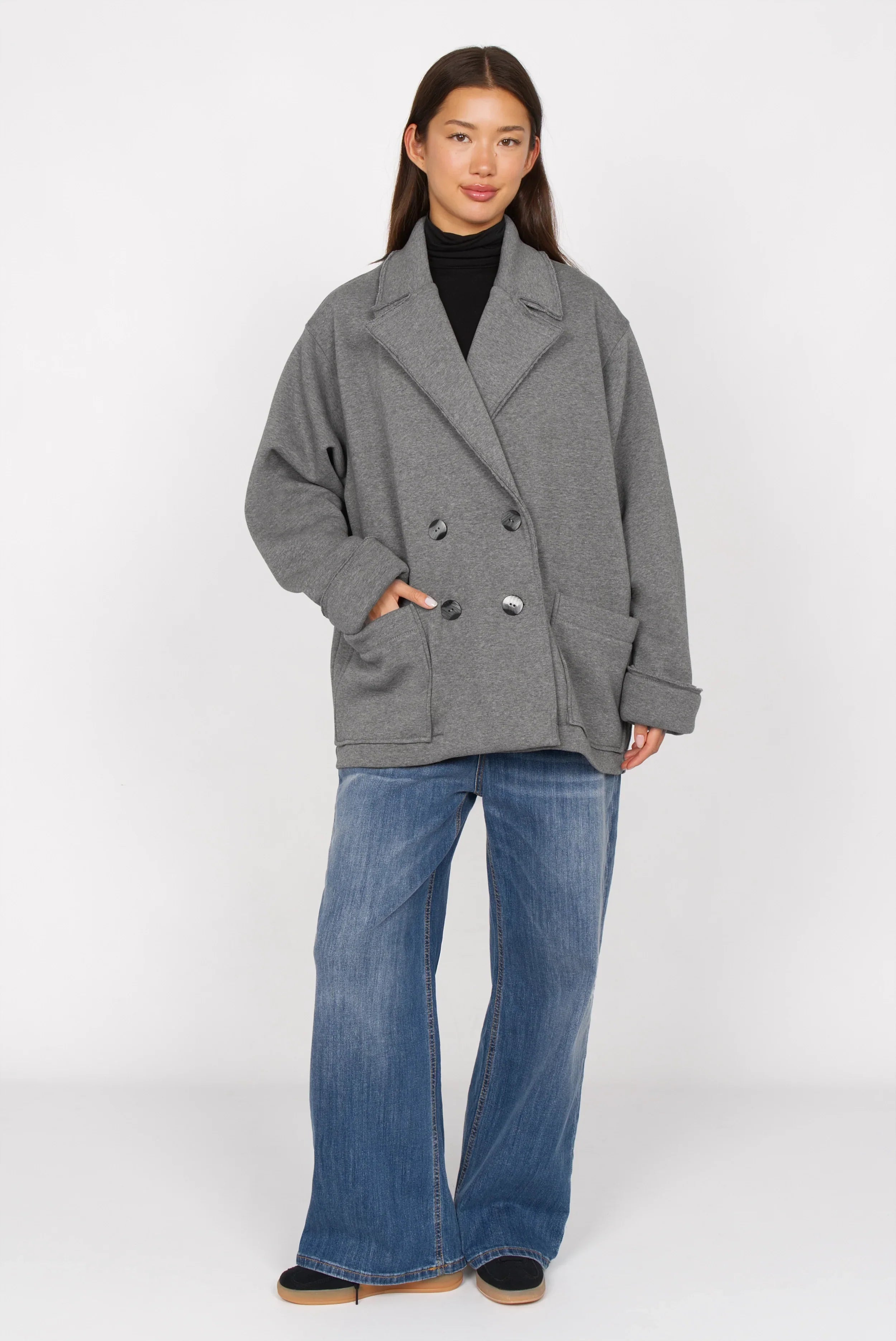 HELIEE Oversized Sweat-Kurzmantel