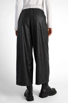 HERA Wide Leg Hose black eco-leather culotte with elastic waistband and relaxed fit shown from back