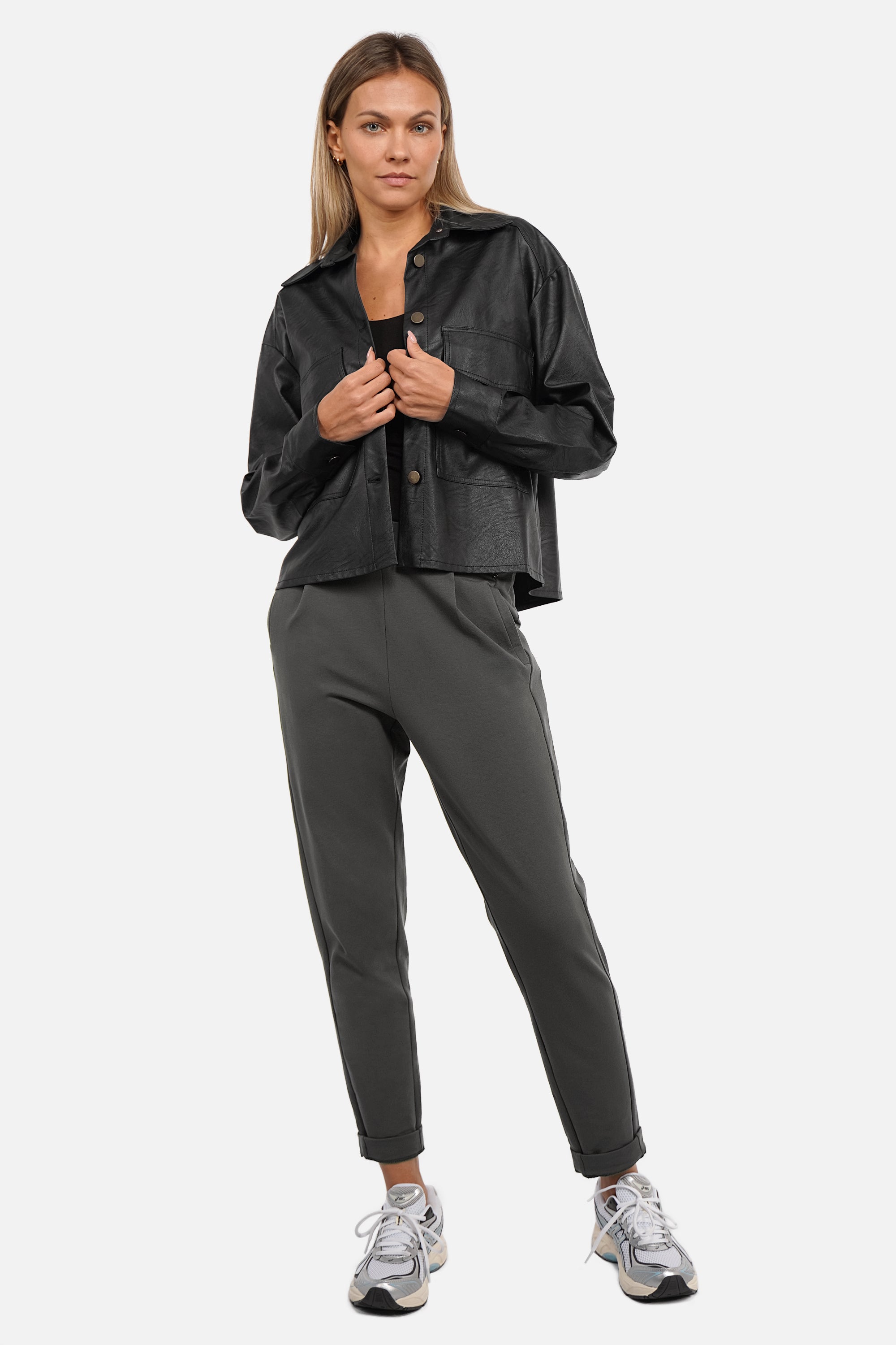 HILLA.K Jerseyhose mit mittelhohem Bund und leicht schmal zulaufendem Bein aus elastischem Baumwollstretch