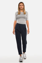 HILLA.K Jerseyhose mit mittelhohem Bund und leicht schmal zulaufendem Bein aus elastischem Baumwollstretch