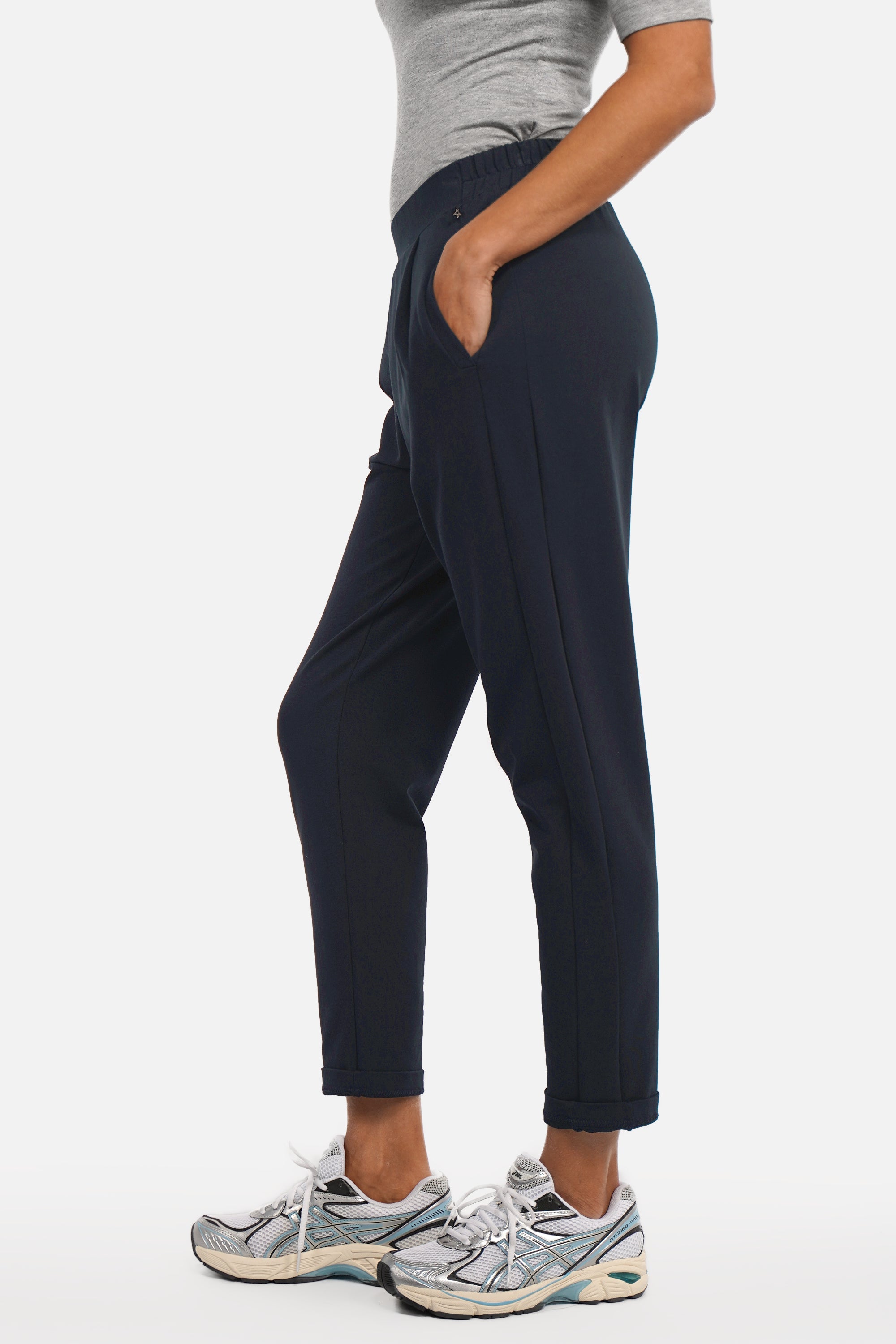 HILLA.K Jerseyhose mit mittelhohem Bund und regular Fit aus elastischem Baumwollstretch