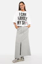 DELUUN T-Shirt aus weichem Baumwolljersey mit Rundhalsausschnitt und oversized Fit, bedruckt vorne und hinten