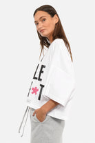 DELUUN T-Shirt mit Print aus weichem Baumwolljersey, oversized Fit und Statement Prints auf Vorder- und Rückseite