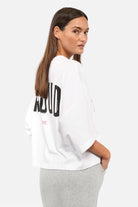 DELUUN T-Shirt aus weichem Baumwolljersey mit Rundhalsausschnitt und oversized Printdesign